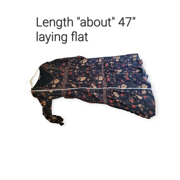 Faherty **Floral Prairie Dress** 100% Viscose Midnight Blue L - Picture 10 of 13